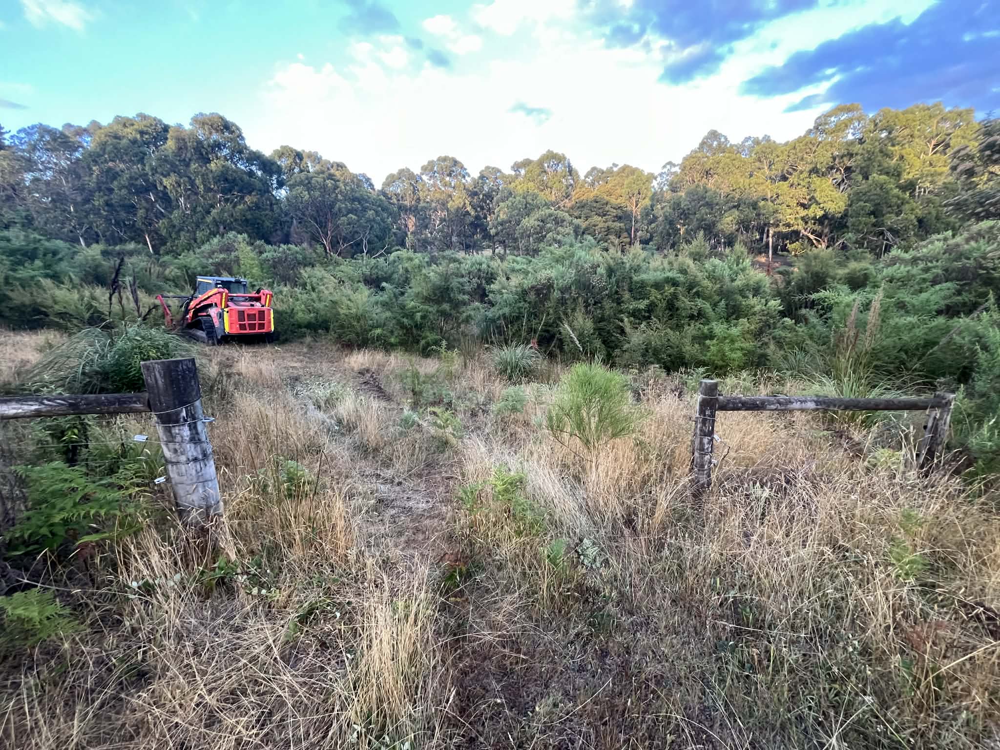Machine arriving at lake restoration job — Forrest, Colac Otway Shire
