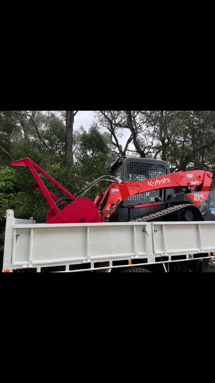 Kubota forestry mulcher arriving to prepare access and a site for beehives